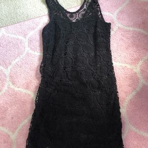 Loft black lace mini dress